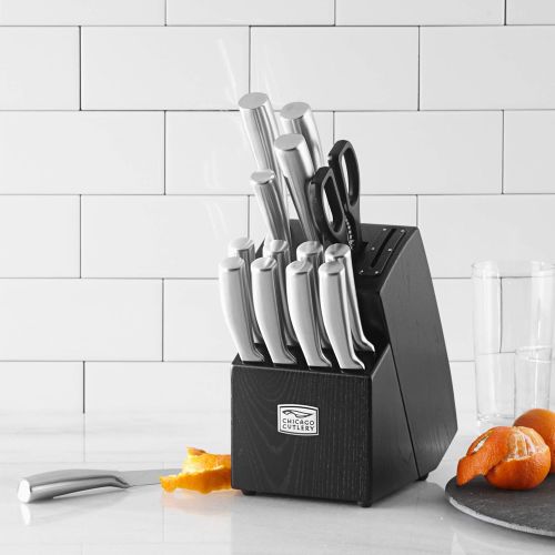  Chicago Cutlery Malden 16 Piece Stainless Steel Kitchen Knife Set that Resists Rust, Stains, and Pitting Kitchen Knife Block Set with