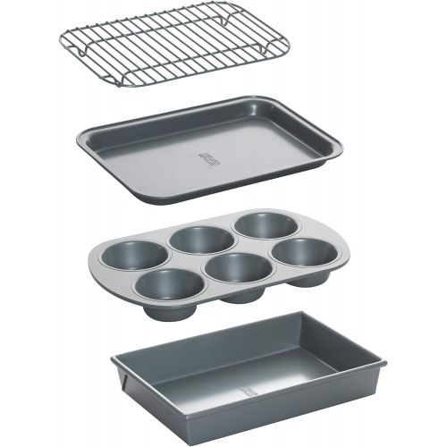  Chicago Metallic Non-Stick Toaster Oven Bakeware Set, 4-Piece, Carbon Steel