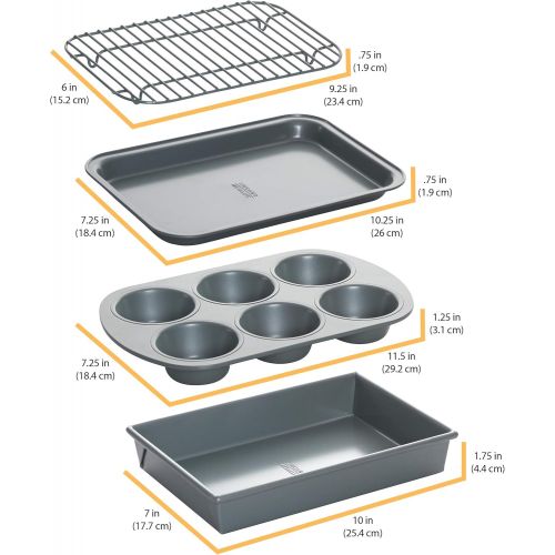  Chicago Metallic Non-Stick Toaster Oven Bakeware Set, 4-Piece, Carbon Steel