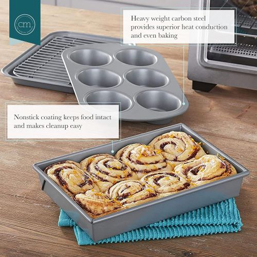  Chicago Metallic Non-Stick Toaster Oven Bakeware Set, 4-Piece, Carbon Steel