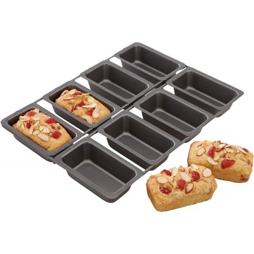  Chicago Metallic Professional 8-Cup Non-Stick Linked Mini Loaf Pans, 12.75-Inch-by-9-Inch: Mini Cornbread Pan: Kitchen & Dining