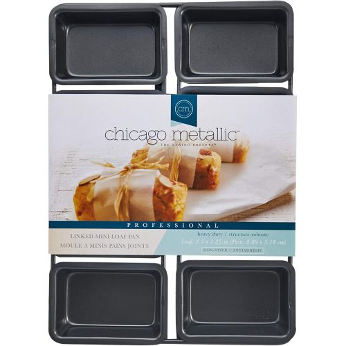  Chicago Metallic Professional 8-Cup Non-Stick Linked Mini Loaf Pans, 12.75-Inch-by-9-Inch: Mini Cornbread Pan: Kitchen & Dining