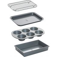 [아마존베스트]Chicago Metallic Non-Stick Toaster Oven Bakeware Set, 4-Piece, Carbon Steel