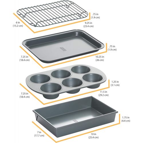  [아마존베스트]Chicago Metallic Non-Stick Toaster Oven Bakeware Set, 4-Piece, Carbon Steel