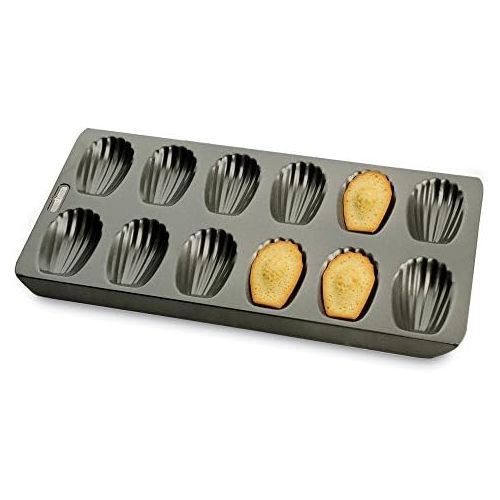  [아마존베스트]Kitchen Craft Chicago Metallic Professional Non-Stick 12-Hole Madeleine Grey Tin 40 x 19 cm