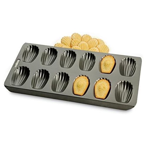  [아마존베스트]Kitchen Craft Chicago Metallic Professional Non-Stick 12-Hole Madeleine Grey Tin 40 x 19 cm