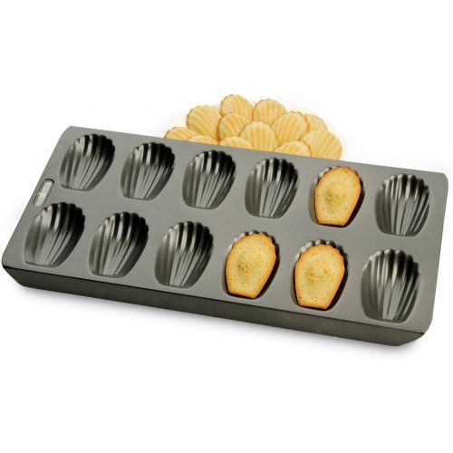  [아마존베스트]Kitchen Craft Chicago Metallic Professional Non-Stick 12-Hole Madeleine Grey Tin 40 x 19 cm