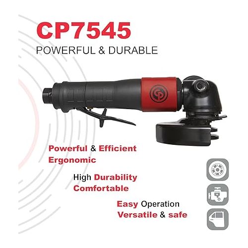  Chicago Pneumatic CP7545-B - Air Grinder Tool, Welder, Woodworking, Automotive Car Detailing, Stainless Steel Polisher, Heavy Duty, Right Angle Grinder, 4.5 Inch (115 mm), 1.13 HP/840W - 12000RPM