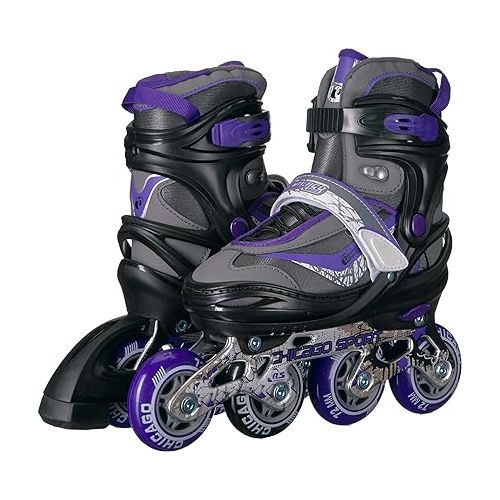 시카고스케이트 CHICAGO Adjustable Purple Inline Skates - Youth Large (Adjusts Size 5-8)