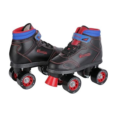 시카고스케이트 Chicago Skates Boys Sidewalk Roller Skate - Black Youth Quad Skates - Size 1