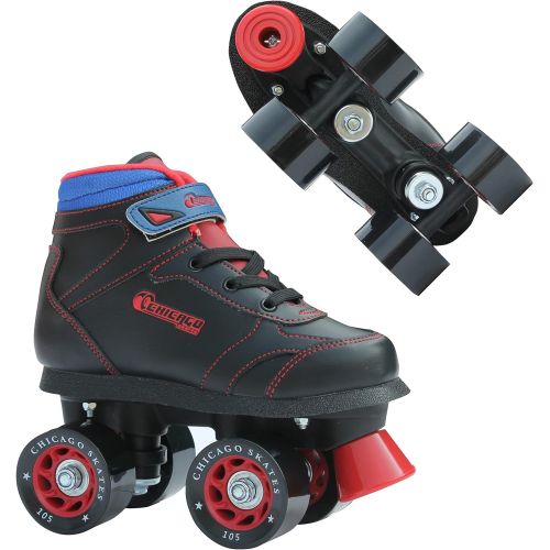 시카고스케이트 Chicago Skates Chicago Boys Sidewalk Roller Skate - Black Youth Quad Skates