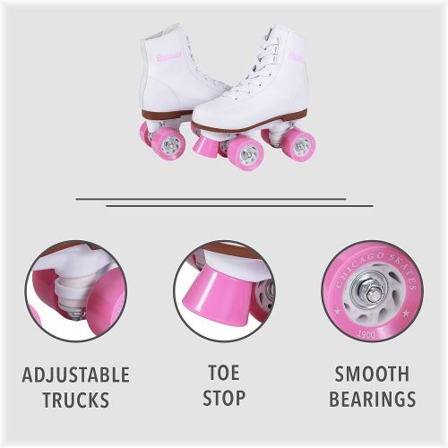 시카고스케이트 [무료배송]시카고 스케이트 Chicago Skates Chicago Girls Rink Roller Skate - White Youth Quad Skates