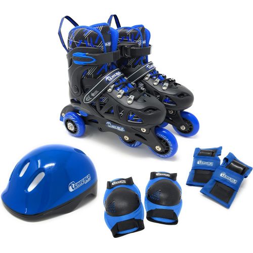 시카고스케이트 Chicago Skates Training Set Black/Blue MD (1 Little Kid - 4 Big Kid)