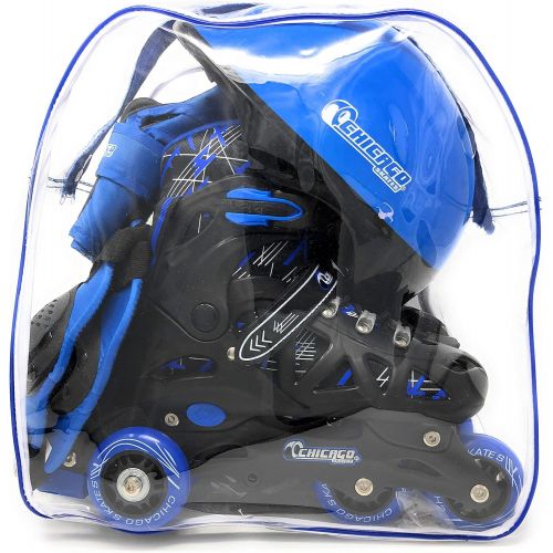 시카고스케이트 Chicago Skates Training Set Black/Blue MD (1 Little Kid - 4 Big Kid)