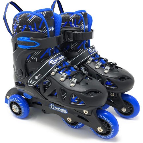 시카고스케이트 Chicago Skates Training Set Black/Blue MD (1 Little Kid - 4 Big Kid)