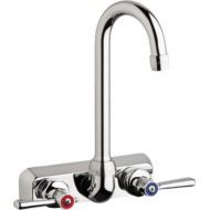 Chicago Faucet W4W-GN1AE35-369AB 3-1/2 Gooseneck Spout Wall Mount Workboard Faucet, 4