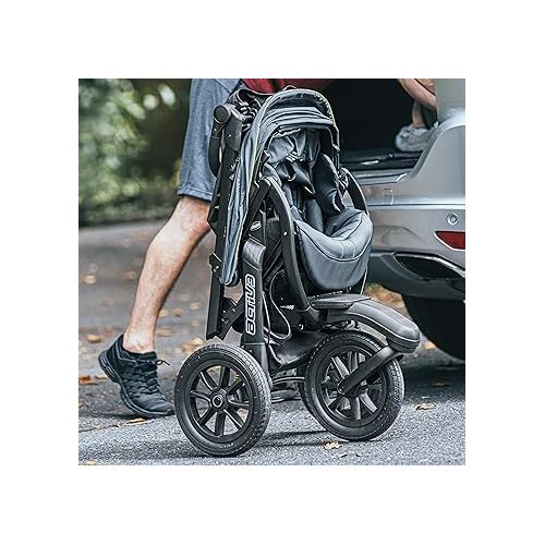 치코 Chicco Activ3 Jogging Stroller Travel System, Includes Chicco KeyFit 30 Infant Car Seat with Base, Lightweight Aluminum Frame, Stroller and Car Seat Combo, Baby Travel Gear | Solar/Grey