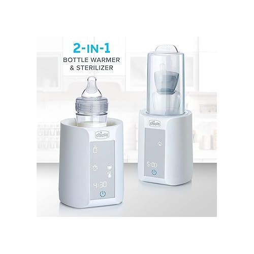 치코 Chicco Digital Bottle Warmer & Sterilizer for Baby Bottles, Baby Food Jars, and Milk Bags | Eliminates 99.9% of Germs | 4 Heating Options | Digital Touchscreen| Automatic Shut-Off & Sound Alert