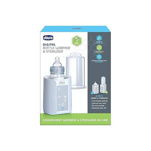 치코 Chicco Digital Bottle Warmer & Sterilizer for Baby Bottles, Baby Food Jars, and Milk Bags | Eliminates 99.9% of Germs | 4 Heating Options | Digital Touchscreen| Automatic Shut-Off & Sound Alert