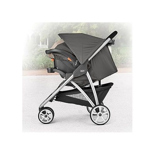 치코 Chicco Viaro Quick-Fold Travel System, Includes Infant Car Seat and Base, Stroller and Car Seat Combo, Baby Travel Gear | Black/Black