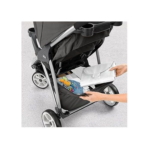 치코 Chicco Viaro Quick-Fold Travel System, Includes Infant Car Seat and Base, Stroller and Car Seat Combo, Baby Travel Gear | Black/Black