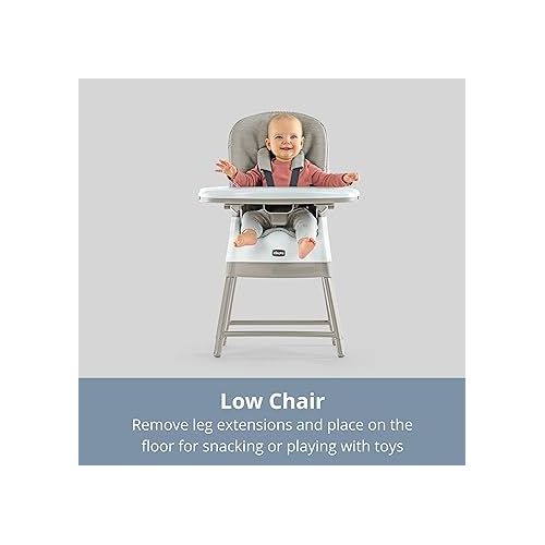 치코 Chicco Stack® Hi-Lo 6-in-1 Multi-Use Convertible High Chair, Reclining High Chair for Babies and Toddlers Easy-Clean Baby High Chair Booster Toddler Seat Combo | Sand/Beige