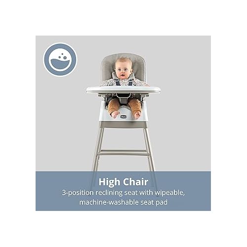 치코 Chicco Stack® Hi-Lo 6-in-1 Multi-Use Convertible High Chair, Reclining High Chair for Babies and Toddlers Easy-Clean Baby High Chair Booster Toddler Seat Combo | Sand/Beige