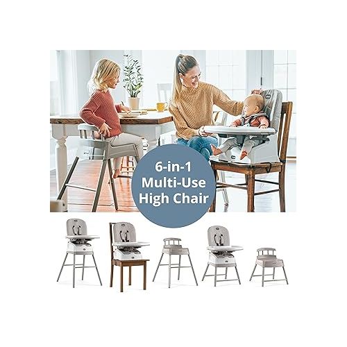 치코 Chicco Stack® Hi-Lo 6-in-1 Multi-Use Convertible High Chair, Reclining High Chair for Babies and Toddlers Easy-Clean Baby High Chair Booster Toddler Seat Combo | Sand/Beige