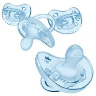 Chicco PhysioForma 100% Soft Silicone One Piece Pacifier for Babies Aged 0-6 Months | Orthodontic Nipple Supports Breathing | BPA & Latex Free | Reusable Sterilizing Case | Light Blue, 4pk