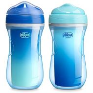 Chicco 9oz. Double-Wall Insulated Sippy Cup with Bite-Proof Rim Spout and Spill-Free Lid | Top-Rack Dishwasher Safe | Easy to Hold Ergonomic Indents | Blue/Teal Ombre, 2pk | 12+ Months