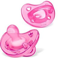 Chicco PhysioForma 100% Soft Silicone One Piece Pacifier for Babies 6-16 Months, Pink, Orthodontic Nipple, BPA-Free, 2-Count in Sterilizing Case