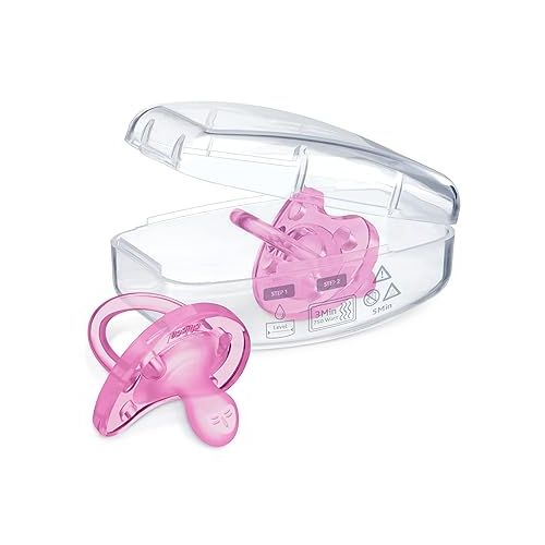 치코 Chicco PhysioForma 100% Soft Silicone One Piece Pacifier for Babies 6-16 Months, Pink, Orthodontic Nipple, BPA-Free, 2-Count in Sterilizing Case