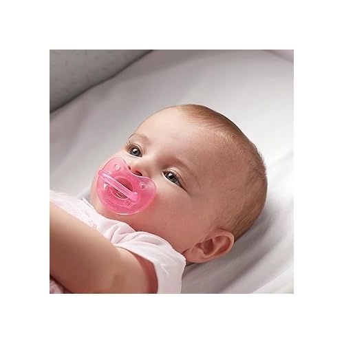 치코 Chicco PhysioForma 100% Soft Silicone One Piece Pacifier for Babies 6-16 Months, Pink, Orthodontic Nipple, BPA-Free, 2-Count in Sterilizing Case