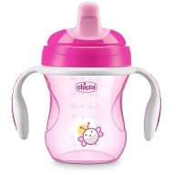 Chicco 7oz. Semi-Soft Trainer with Bite-Resistant Spout and Spill-Free Lid | Removable, Non-Slip Handles | Top-Rack Dishwasher Safe | Easy to Hold Ergonomic Indents | Pink| 6+ Months