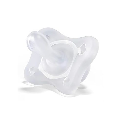 치코 Chicco PhysioForma 100% Soft Silicone Mini One Piece Pacifier for Babies Aged 0-2 Months | Orthodontic Nipple Supports Breathing | BPA & Latex Free | Reusable Sterilizing Case | Clear, 2pk