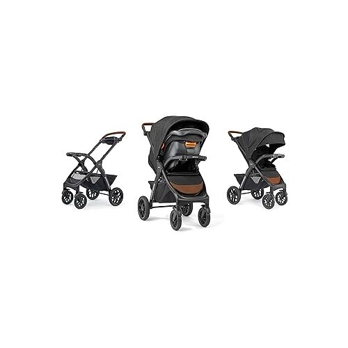 치코 Chicco Bravo Primo Trio Travel System, Quick-Fold Stroller with Chicco KeyFit 35 Zip Extended-Use Infant Car Seat and Stroller Combo | Springhill/Black