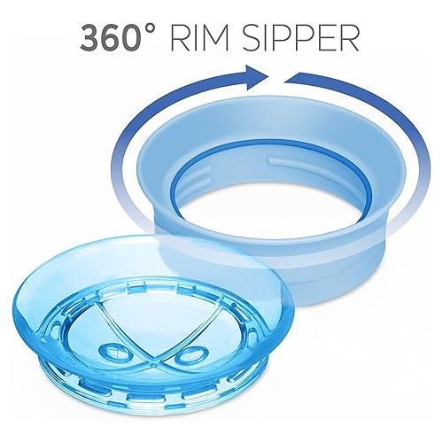 치코 Chicco 360° Spoutless Rim-Trainer with Removable Transparent Membrane | Spill-Resistant | Top-Rack Dishwasher Safe | Open-Cup Training | Easy to Hold with Ergonomic Indents | Blue | 9+ Months