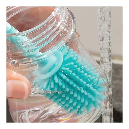 치코 Chicco 9.5” Silicone Bottle Brush with Food-Grade Silicone Bristles | Dishwasher & Sterilizer Safe | Non-Slip, Comfort Grip Handle | Hangs for Drying & Storage | Teal