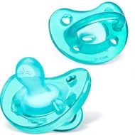 Chicco PhysioForma 100% Soft Silicone One Piece Pacifier for Babies 0-6 Months, Teal, Orthodontic Nipple, BPA-Free, 2-Count in Sterilizing Case