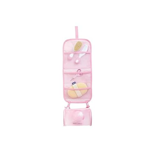 치코 Chicco My First Beauty Set 5-in-1, Chicco Hygiene Set for Newborns, Children's Hygiene Products, Comb, Brush, Nail Scissors, Thermometer and Bath Sponge, Baby Accessories 0 Months, Pink