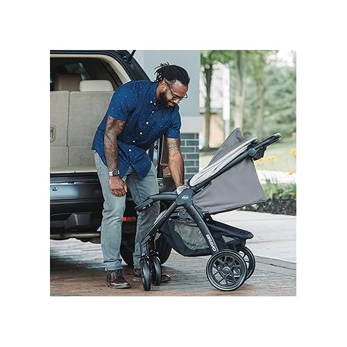 치코 Chicco Bravo LE Trio Travel System, Bravo LE Quick-Fold Stroller with KeyFit 30 Zip Infant Car Seat, Car Seat and Stroller Combo | Driftwood/Grey