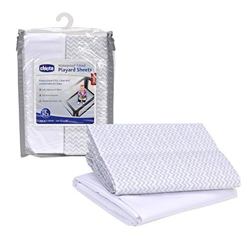 치코 Chicco Waterproof Playard Sheets (Set of 2) Baby Infant Portable Playard Bed Avena Gray