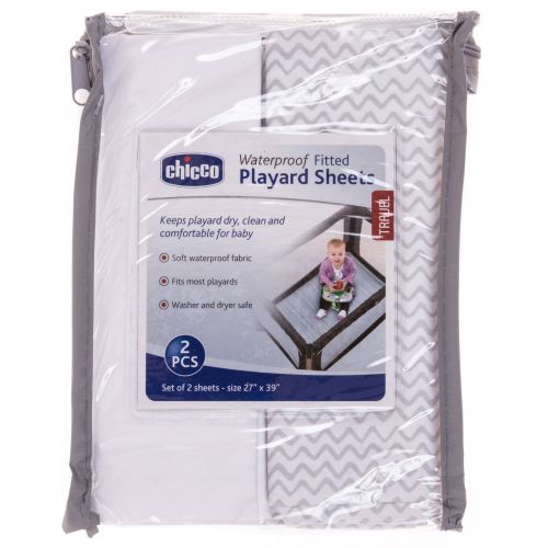 치코 Chicco Waterproof Playard Sheets (Set of 2) Baby Infant Portable Playard Bed Avena Gray