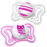 Chicco PhysioForma Light Day & Night including Glow In Dark Pacifier for Babies 6-16m, Pink, Orthodontic Nipple, BPA-Free, 2-count in Sterilizing Case