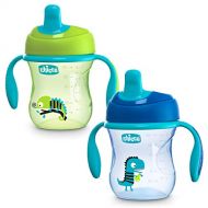Chicco Semi-Soft Spout Spill Free Baby Trainer Sippy Cup, 6 Months, Blue/Teal, 7 Ounce (Pack of 2)