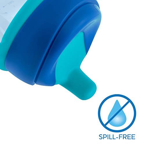 치코 Chicco Semi-Soft Spout Spill Free Baby Trainer Sippy Cup, 6 Months, Blue/Teal, 7 Ounce (Pack of 2)