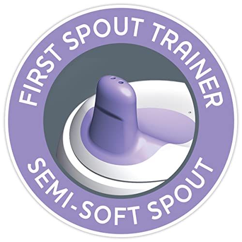 치코 Chicco Semi-Soft Spout Spill Free Baby Trainer Sippy Cup, 6 Months, Blue/Teal, 7 Ounce (Pack of 2)