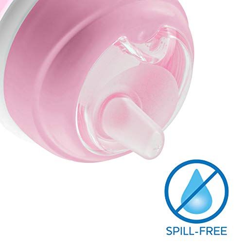 치코 Chicco Soft Silicone Spout Spill Free Transition Baby Sippy Cup, Pink, 7 Ounce/4M+