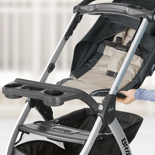 치코 Chicco Bravo Trio Travel System with Full Size Stroller, Convertible Frame Stroller, One-Hand Compact Fold, Extendable Canopy and KeyFit 30 Infant Car Seat, Nottingham