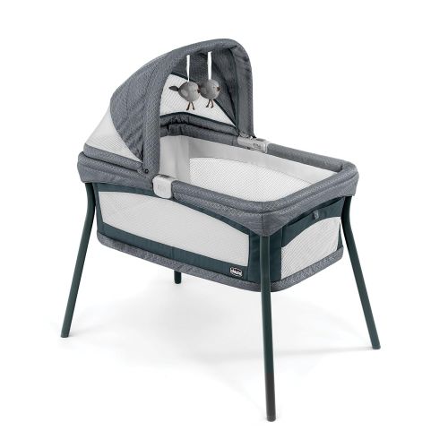 치코 Chicco Lullago Nest Portable Bassinet, Travel Friendly Carry Bag, Removable and Machine-Washable Fabrics, Breathable Mesh Sides, Adjustable Canopy with Hanging Toys, Poetic